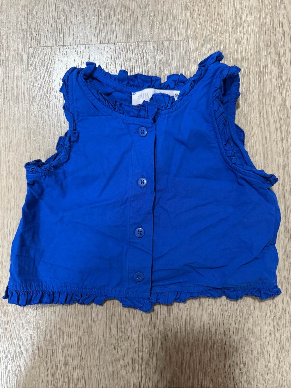 Zara Kids Blue Ruffle Button Front Tank Top